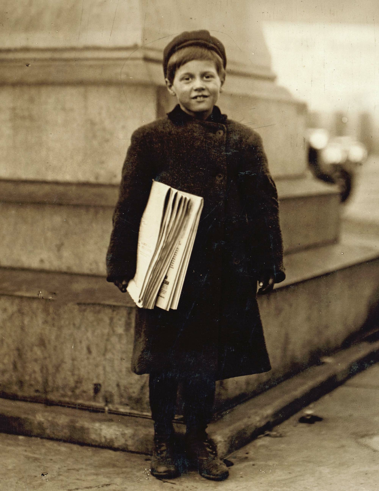1912 Eight Year Old Newsboy Thomas Messina, Hoboken Old Photo 8.5" x 11" Reprint