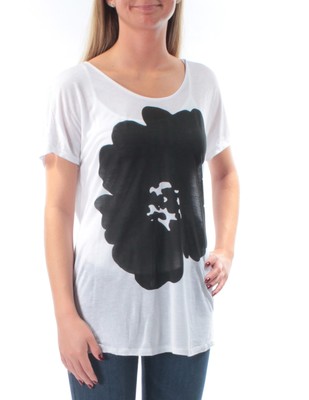 

KENSIE Женская белая футболка с короткими рукавами и вырезом с принтом, размер, Белый