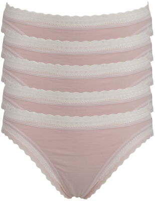Ex-Store 5 Pack Modal Mix High Leg Lace Back Knickers