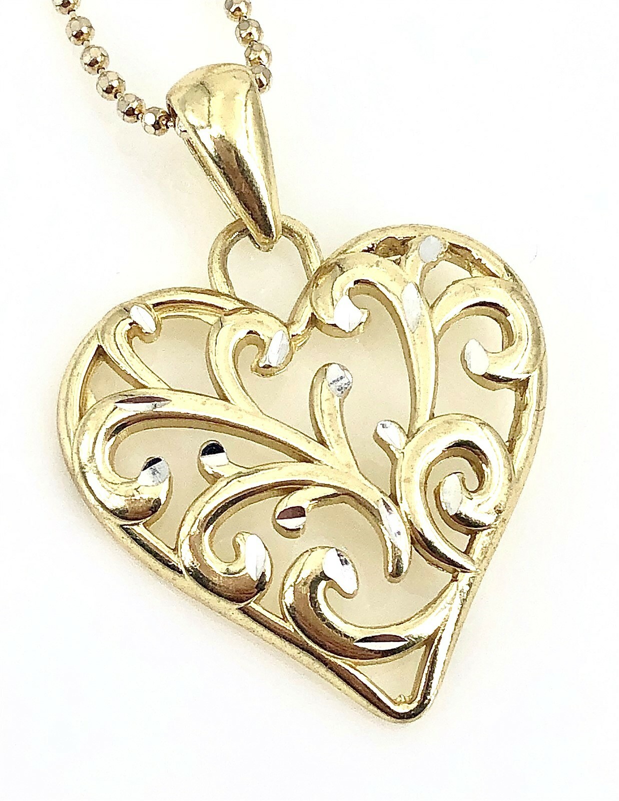 Vintage JCM .925 Sterling Silver Vermeil Filigree Heart Pendant