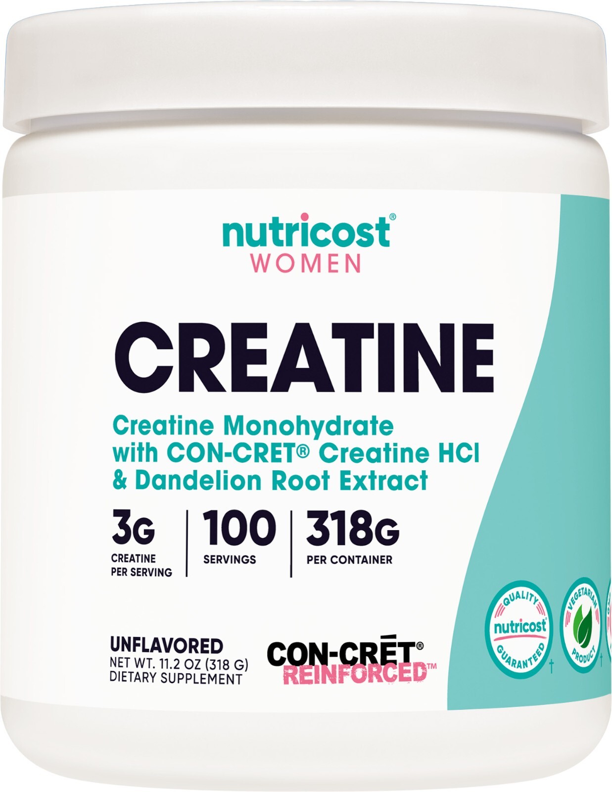 Порошок моногидрата креатина Nutricost для женщин, без вкуса, 100 порций
