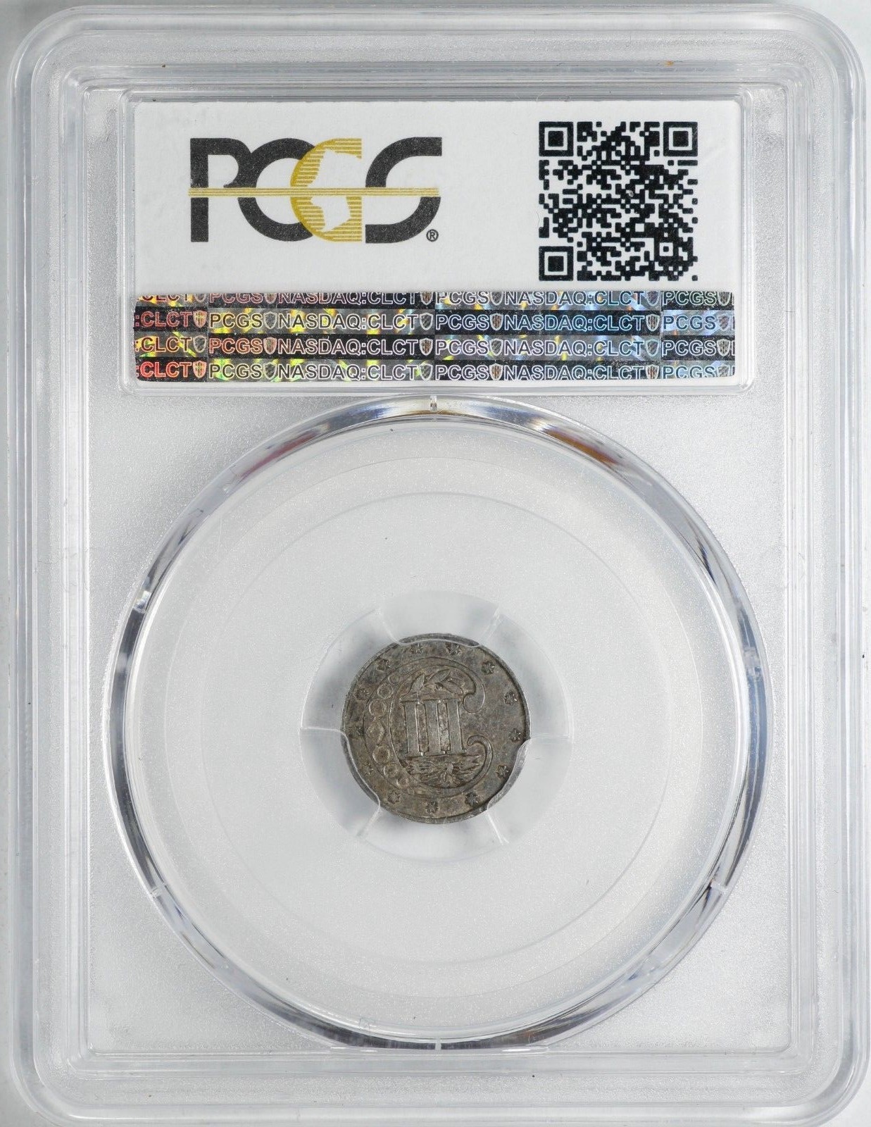 1861 THREE CENT SILVER 3CS PCGS CERTIFIED AU 50 ABOUT UNCIRCULATED  (502)