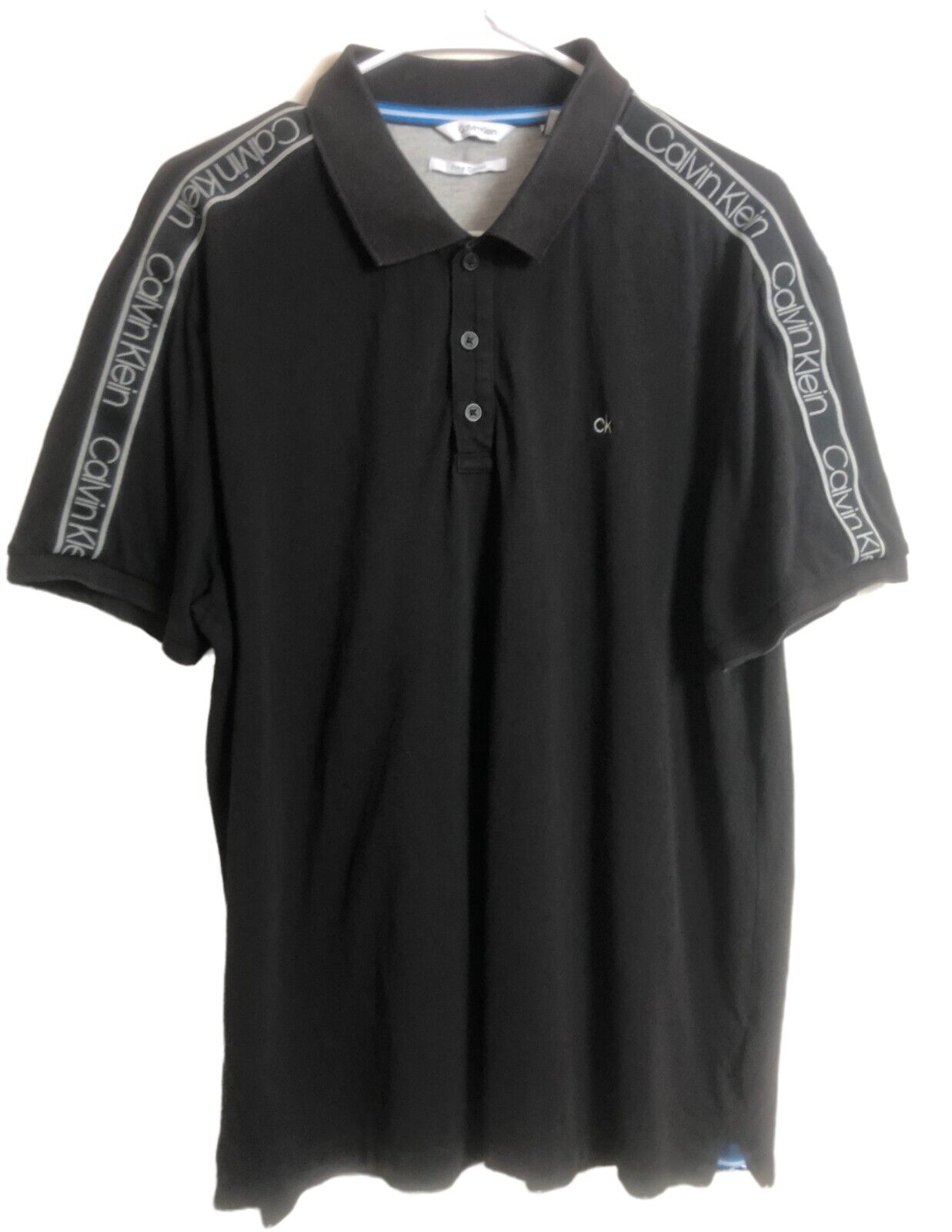vtg CALVIN KLEIN men's Polo shirt Sz L Black Pique pima vtg CALVIN KLEIN men's Polo shirt Sz L Black Pique pima