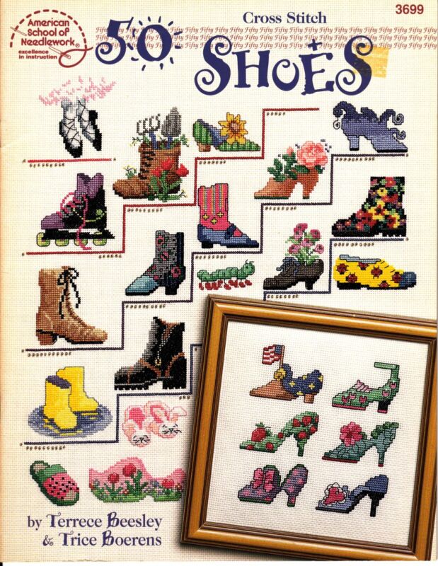 American School Of Needlework 50 Shoes Cross Stitch Pattern Booklet