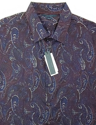 Men's PERRY ELLIS Paisley Shirt 2X BIG NWT NEW Stretch 