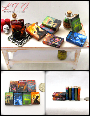 7 HARRY POTTER Miniature Books Dollhouse 1:12 Scale PROP Faux Books Magic 
