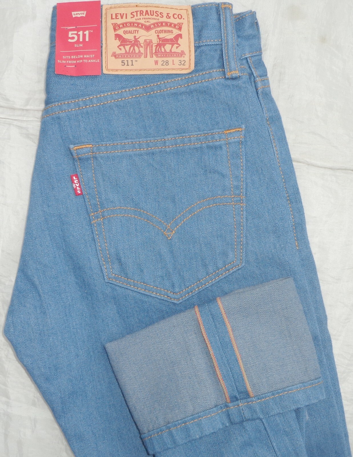 NWT Levi's Men's 511 Slim Fit Selvedge Redline Jeans