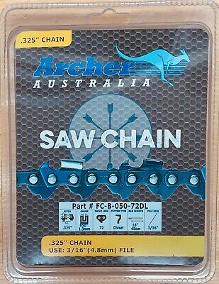 18'' Chainsaw Saw Chain Blade Husqvarna Full Chisel .325 Pitch .050 Gauge 72DL