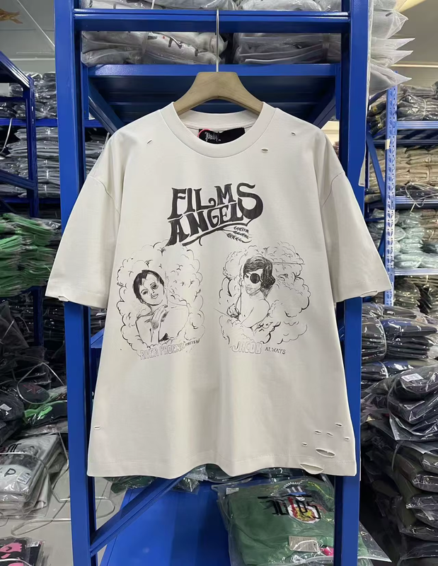 Paly Hollywood Sunsets A Screenplay T-shirt Distressed Men's White Cotton Tees