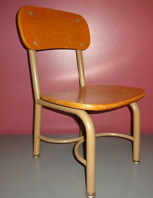 Set of 2 Small Size 14 Vintage Wood /& Metal School Chair