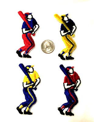 3-1/4'' Baseball Sew-on Patch Baseball Player Patch 8.5 cm  4 Pcs SportA