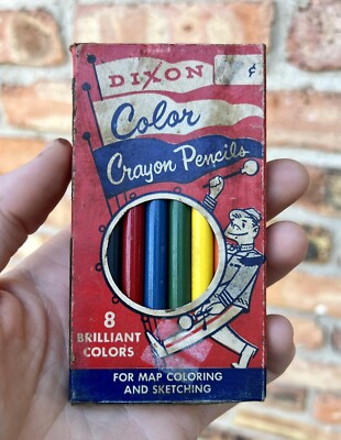 Vintage Dixon USA 8 Colored Crayon Pencils for Map & Sketching