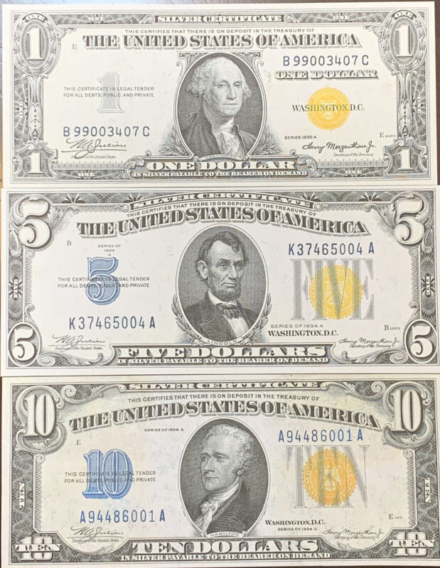 Reproductions 1934A/1935A WWII N Africa 3 Notes USA Copy See Below Yellow Seal