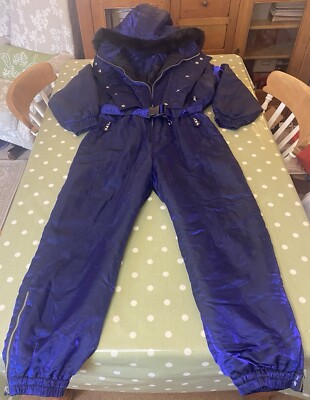 RODEO CRYSTAL Retro Ski Suit Retro Vintage 80's 90's Shimmering Purple UK16