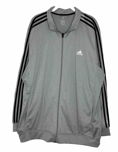 ADIDAS Mens Light Gray Full Zip 3 Stripe Zip Track Light