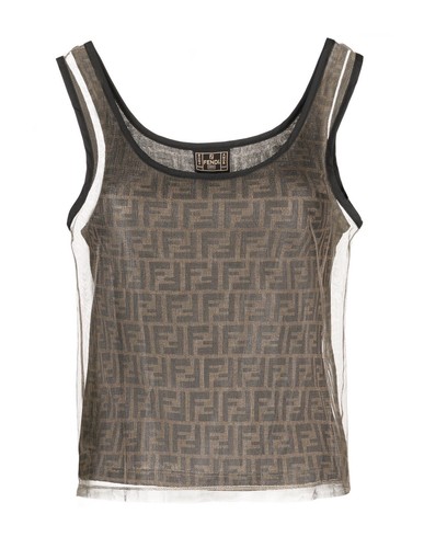 Fendi ロゴパターン タンクトップ Fendi Desiner Vintage Tank Top Adult Women's Size 32 Mesh