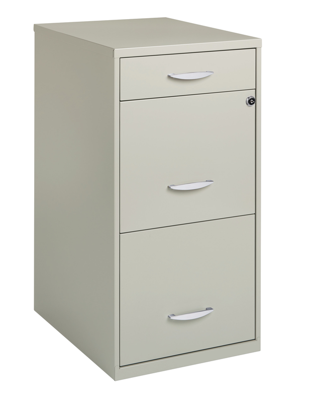18" Deep 3 Drawer Metal File High-sides Cabinet with Pencil Drawer, Black