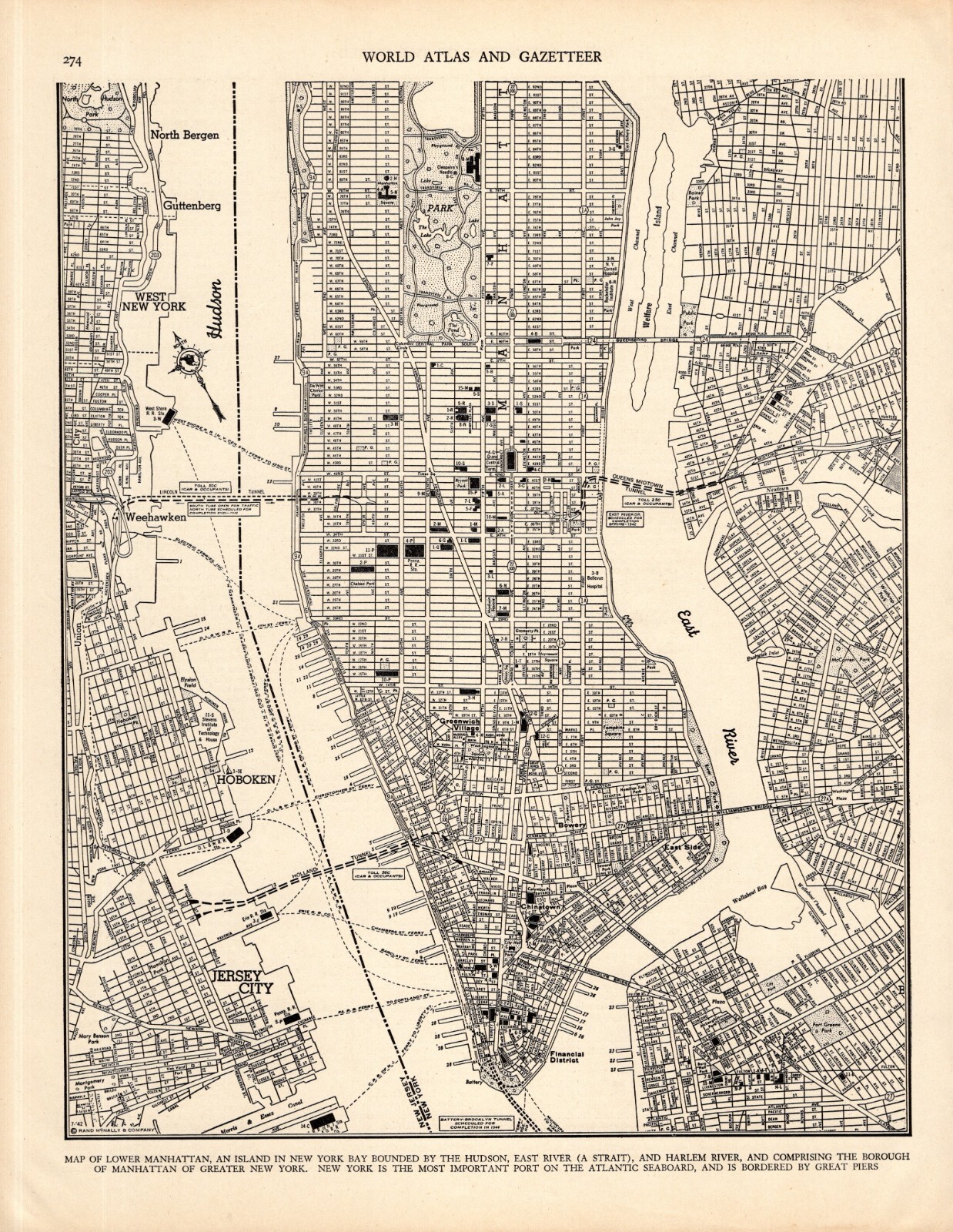 ニューヨーク　New York マンハッタン 鳥瞰図　折りたたみ地図　1968 ニューヨーク New York マンハッタン 鳥瞰図 折りたたみ地図