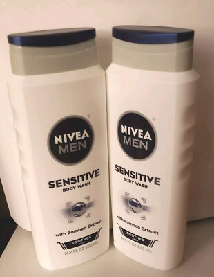 2-Pack NIVEA Men Sensitive Body Wash Soothing Bamboo Extract 16.9 oz Brand New