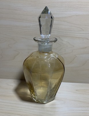 Vintage Iridescent Glass Decanter Bottle 10.5  Crystal Cut Etched Stopper
