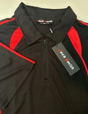 Jack Smith Women's 2XL Black Red Golf Tennis Moisture Wicking Shirt NWT