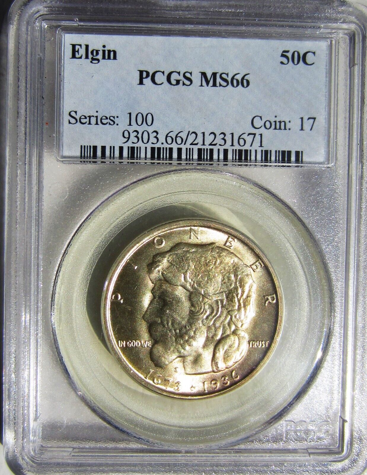 1936 PCGS ELGIN COMMEM - MS66 - LUSTROUS, WELL STRUCK - HINT 1936 PCGS ELGIN COMMEM - MS66 - LUSTROUS, WELL STRUCK - HINT
