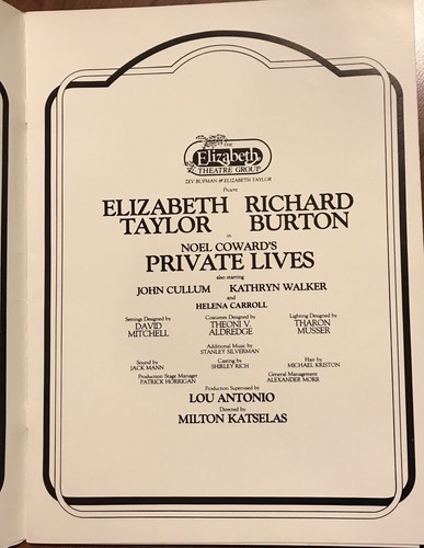 VINTAGE PRIVATE LIVES PROGRAM RICHARD BURTON ELIZABETH TAYLOR PHOTOS SIGNATURES