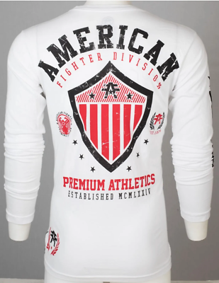 American Fighter Mens Long Sleeve Shirt EXCELSIOR Premium White S-3XL