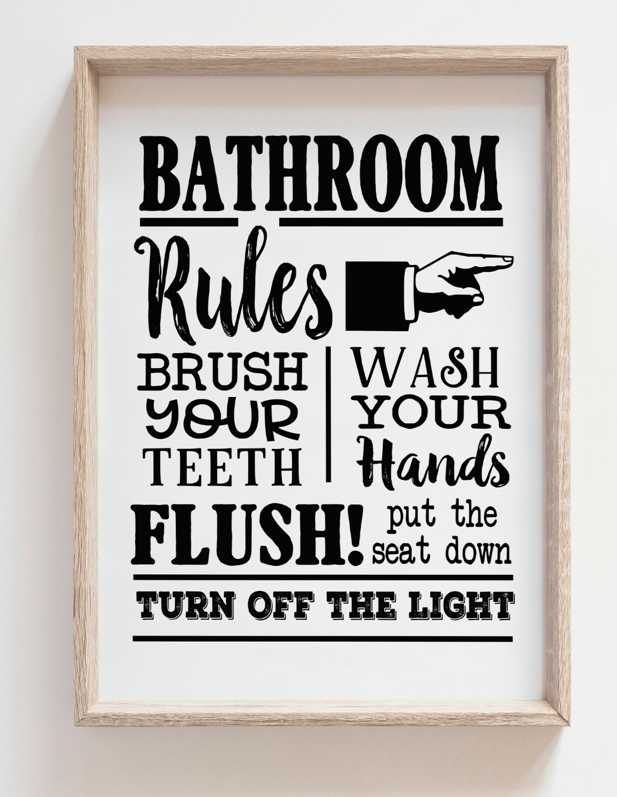 bathroom-rules-black-and-white-funny-wall-art-pictures-poster-living-room-modern-ebay