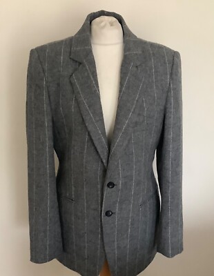 Charlotte Stiffell jacket blazer 38 12/14 grey wool stripe