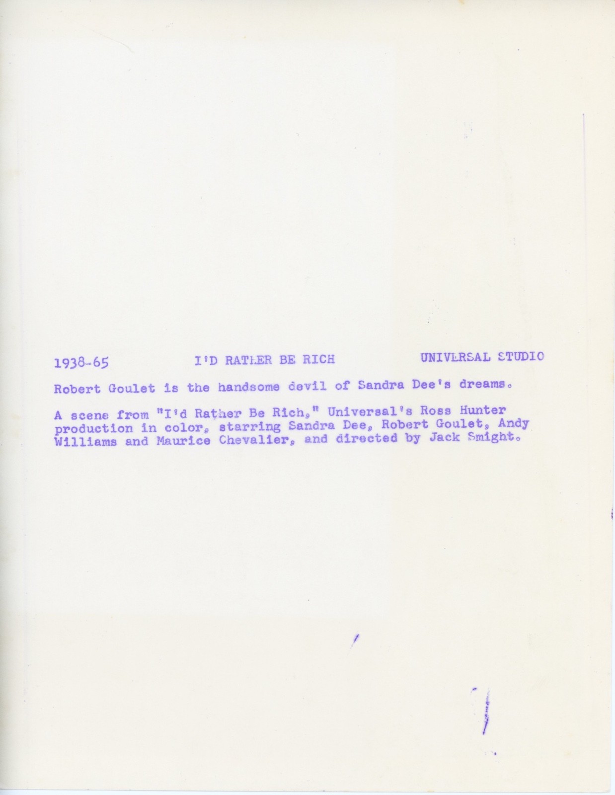 ROBERT GOULET AS THE DEVIL – I'D RATHER BE RICH – ORIGINAL 1964 UNVIERSAL PHOTO