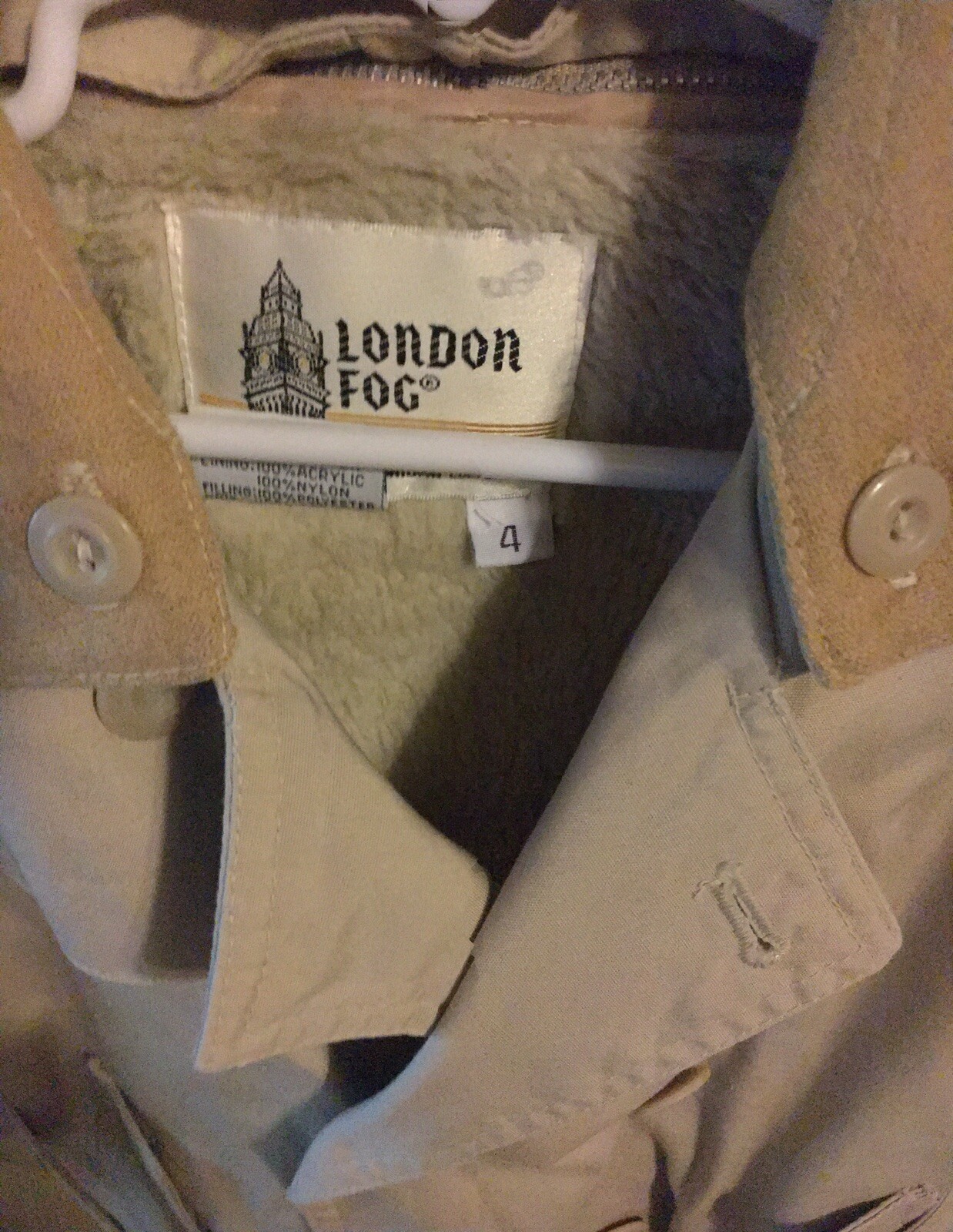 LONDON FOG COAT BOYS SZ 4 LT BEIGE