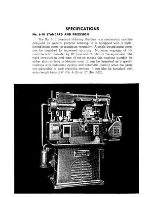 Barber Colman 6-10, 6-16,-6-20,-16-16, 16-36, &16-56 Hobbing Operator Manual*10