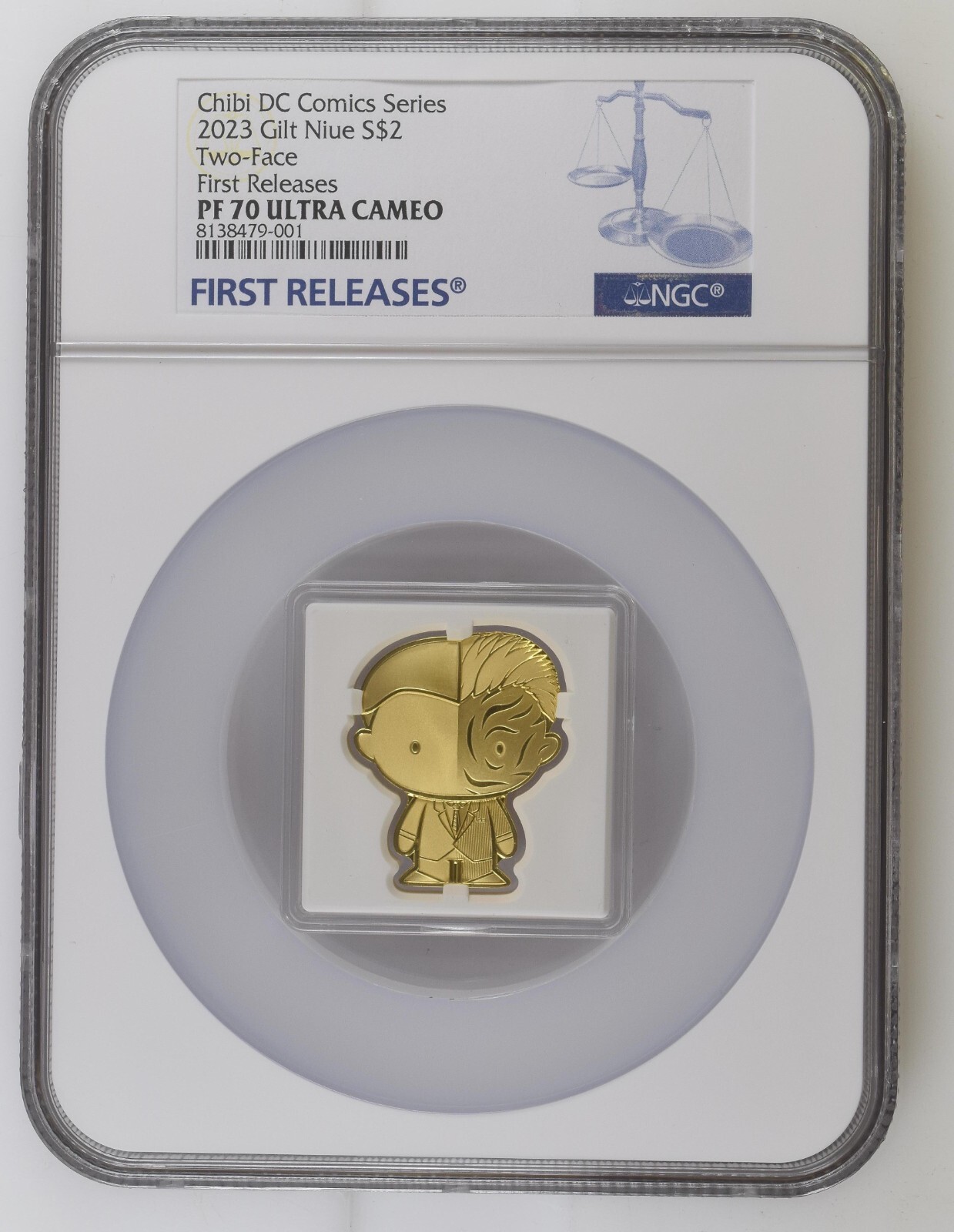 2023 Niue DC Comics Gold Gilt Two-Face 1oz Silver Chibi Coin