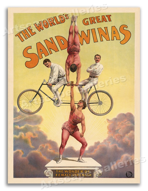 The Wonder of Female Strength! The Great Sandwinas Vintage Circus