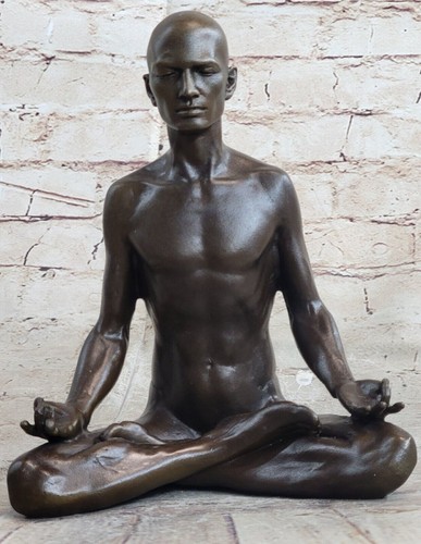 Art Deco Nude Male Yoga Exercise Meditation Hot Cast Bronze Sculpture Artwork