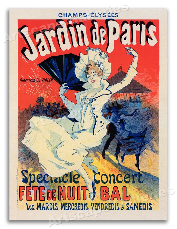 Jardin de Paris 1897 Vintage Style French Art Nouveau Poster