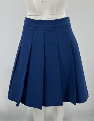 Jil Sander Navy Retail-$810 S16 Blue Inverted Pleat Knee-Length Skirt sz 38 NWT