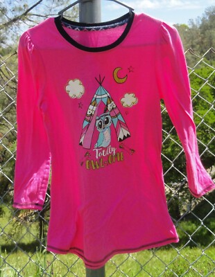 RENE ROFE Hot PINK ''TOTALLY OWL-SOME'' Short Night Sleep SHIRT GIRLS Size 14-16