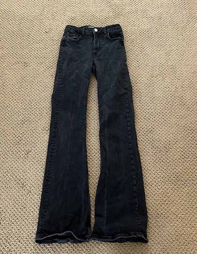 Zara High Waisted Flare Jeans Black Womens Size 2 Pants | eBay