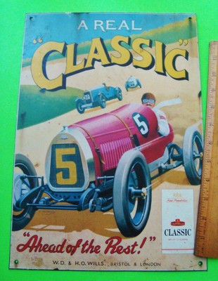 AUTO RACING TIN SIGN Castella Classic Cigars 10.5