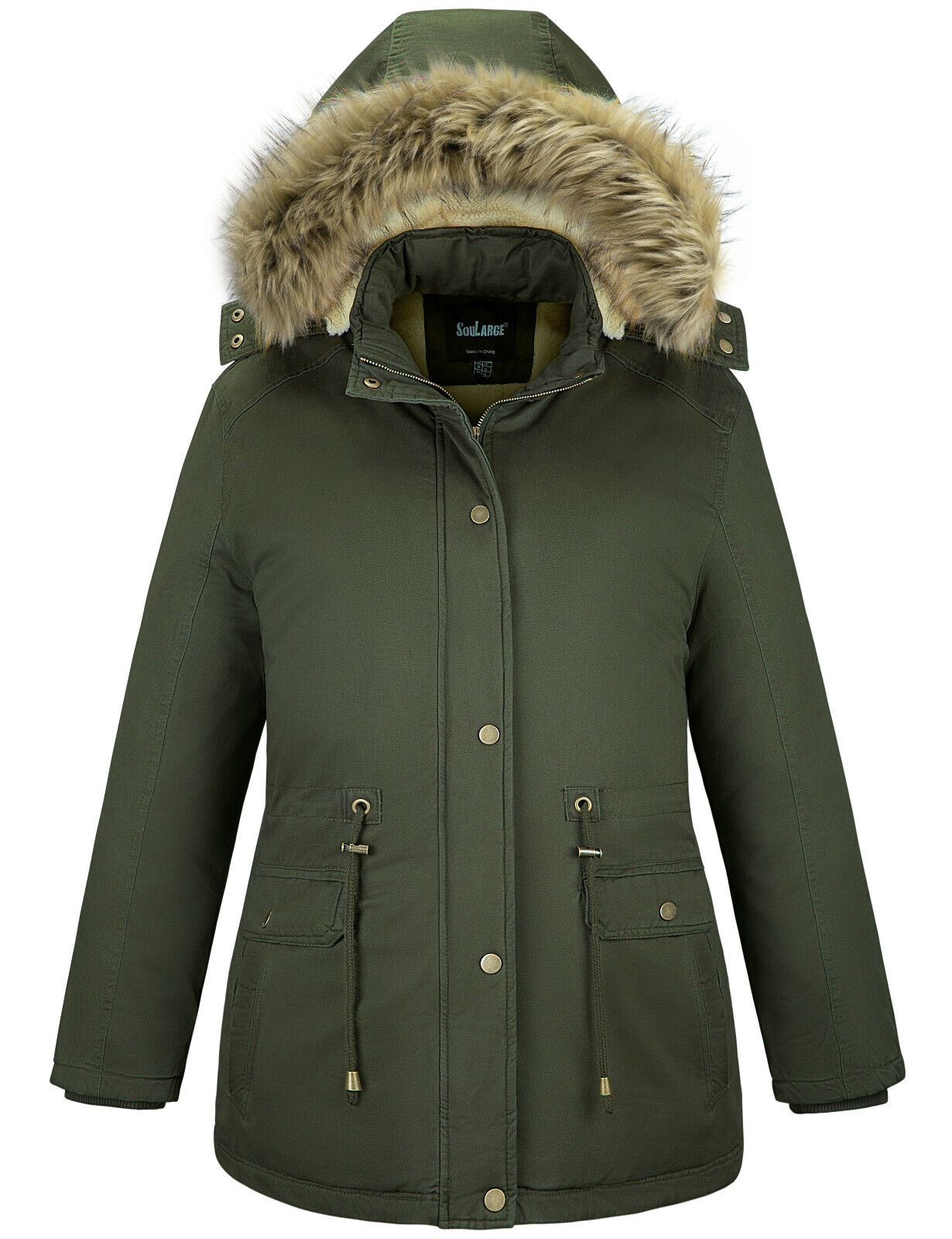 Soularge Women's Plus Size Parkas Winter Jacket Coats Lined 