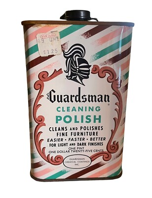 1960s Vintage Guardsman Cleaning Polish Tin w/ Full Print Knight FULL One Pint