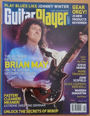Guitar Player Magazine January 2008 Brian May Queen Johnny Winter Steve Morse