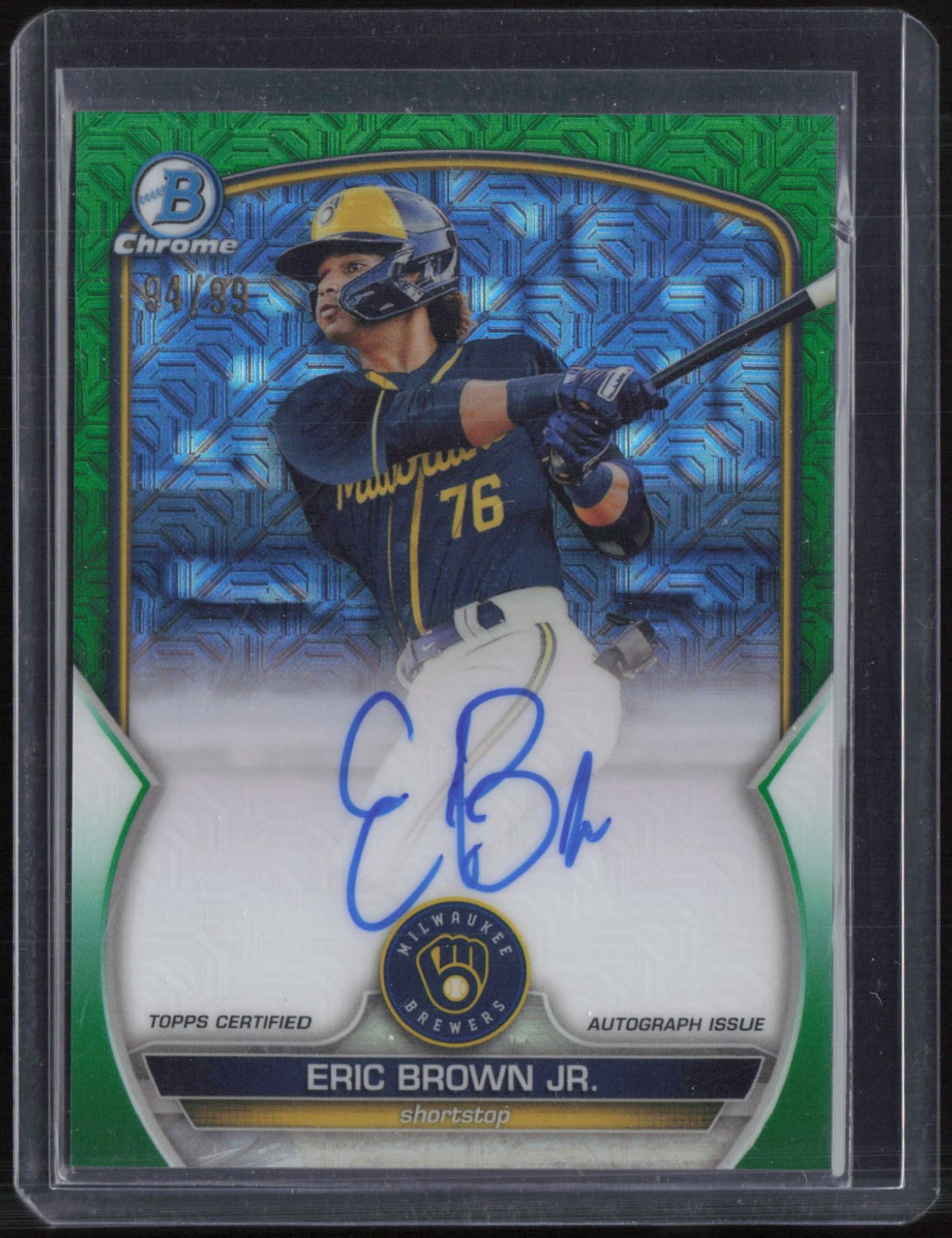 2023 Bowman Chrome Green Mega Box Refractor Eric Brown Jr 94/99 Auto RC Rookie