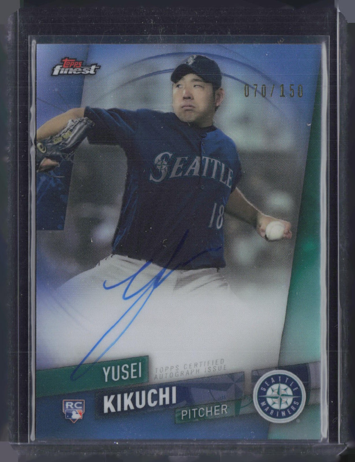 2019 Topps Finest Blue Refractor Yusei Kikuchi 70/150 Auto Autograph RC Rookie