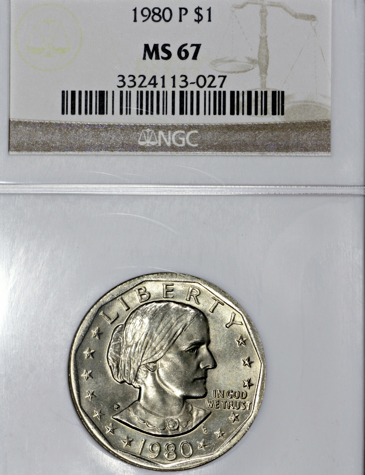 1980-P MS67 Susan B Anthony Dollar $1, NGC Graded!