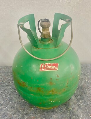 Vintage 1969 Coleman Model WC-255 Green Round Ball Propane Tank 5-69  bomb 