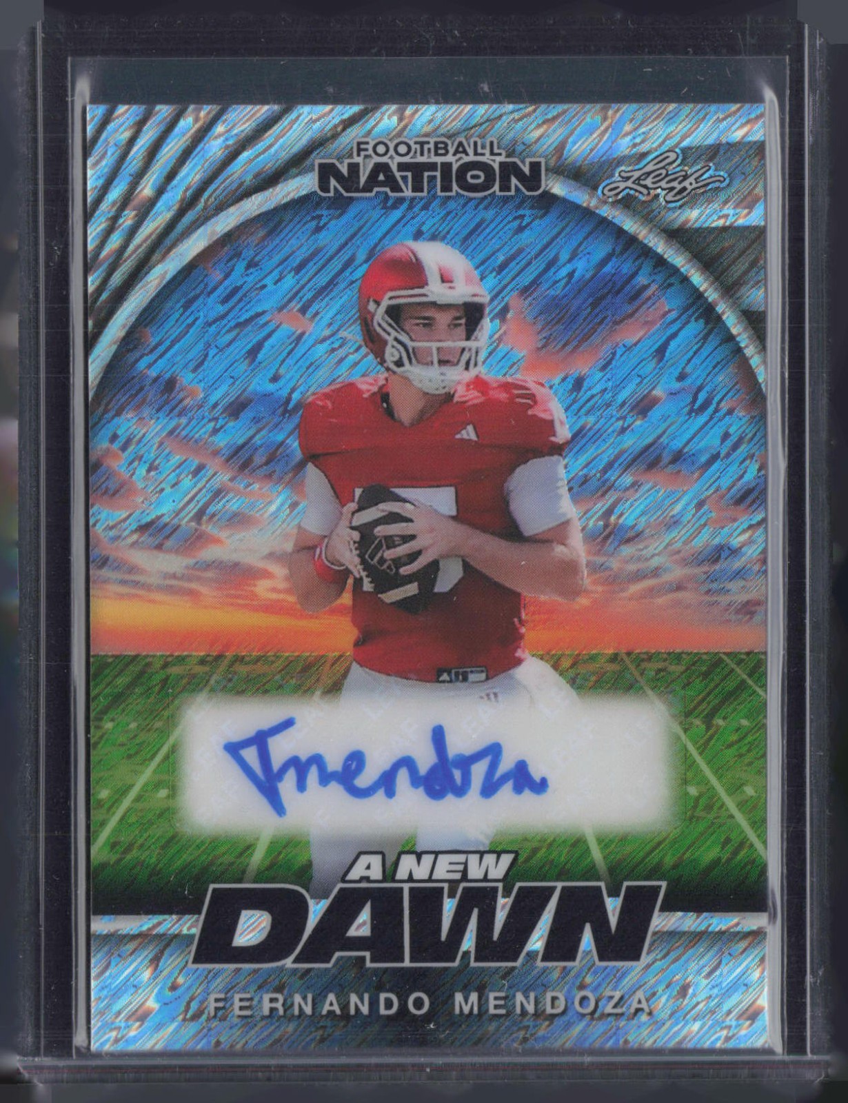 2025 Leaf Football Nation A New Dawn Shimmer Silver Fernando Mendoza 8/15 Auto