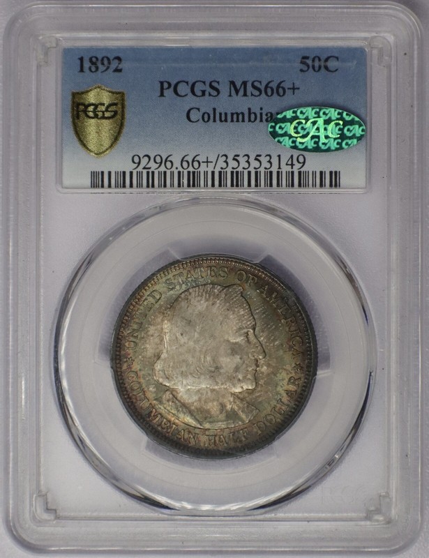 1892 50c Columbian Commemorative Half Dollar - PCGS MS 66+